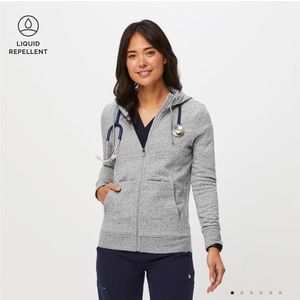 Figs On Shift Full Zip Hoodie in gray, size XS